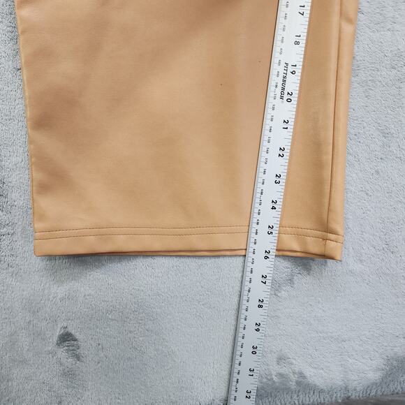 Bagatelle Pants Womens 2X Tan Camel Faux Leather High Rise Wide Leg Crop Stretch - Picture 9 of 11